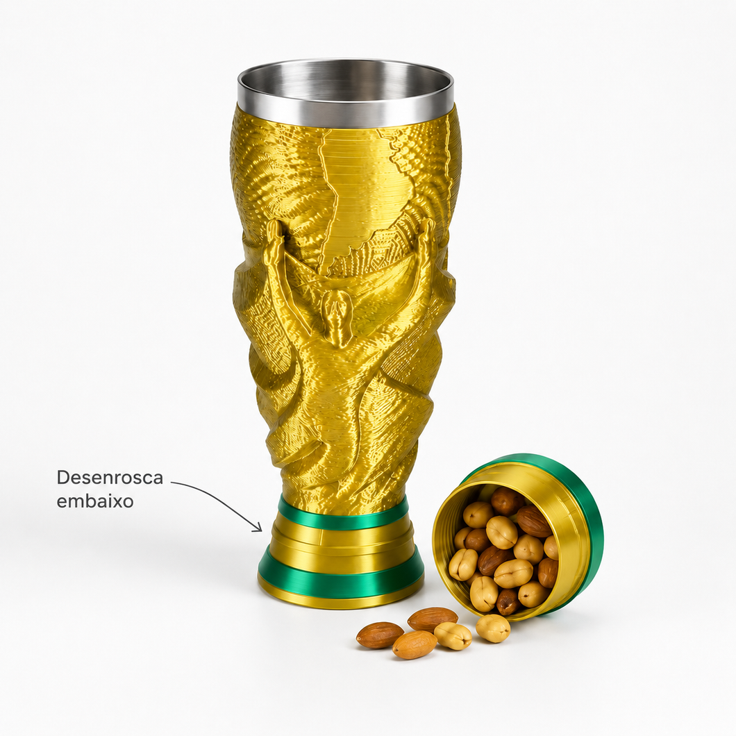 Copo Taça de Campeão com Compartimento para Petiscos | Impressão 3D