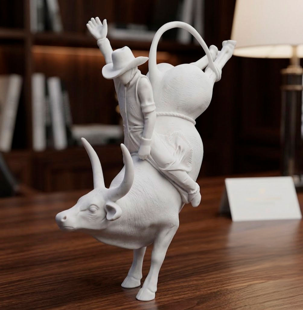 Escultura Vaqueiro Montado no touro 18cm